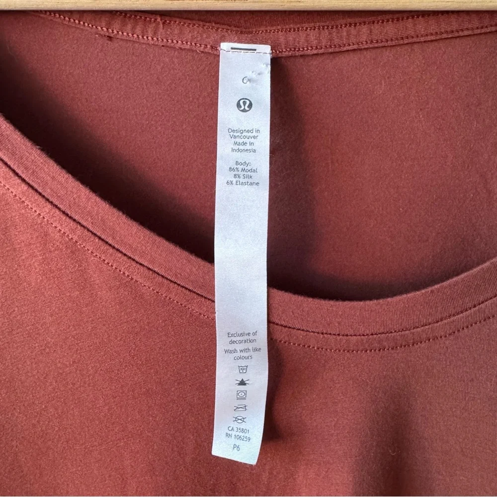 Lululemon Up for Down Time Long Sleeve Shirt | Silk Blend | Sz 6 Dark Terracota